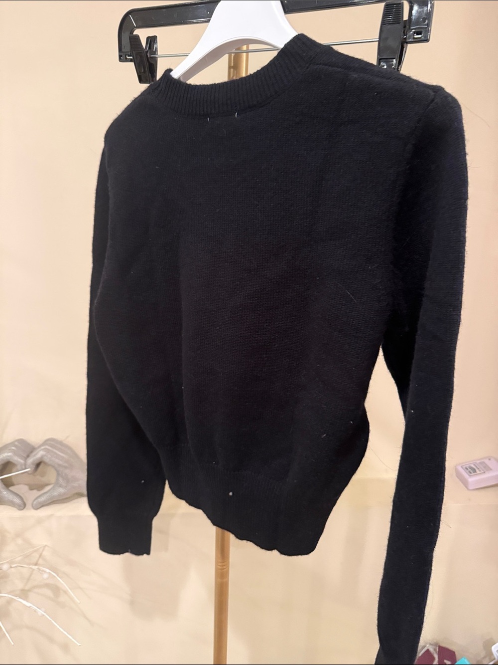 Fashion  Black Crewneck Sweater with Pink Logo - Picture 3 of 3